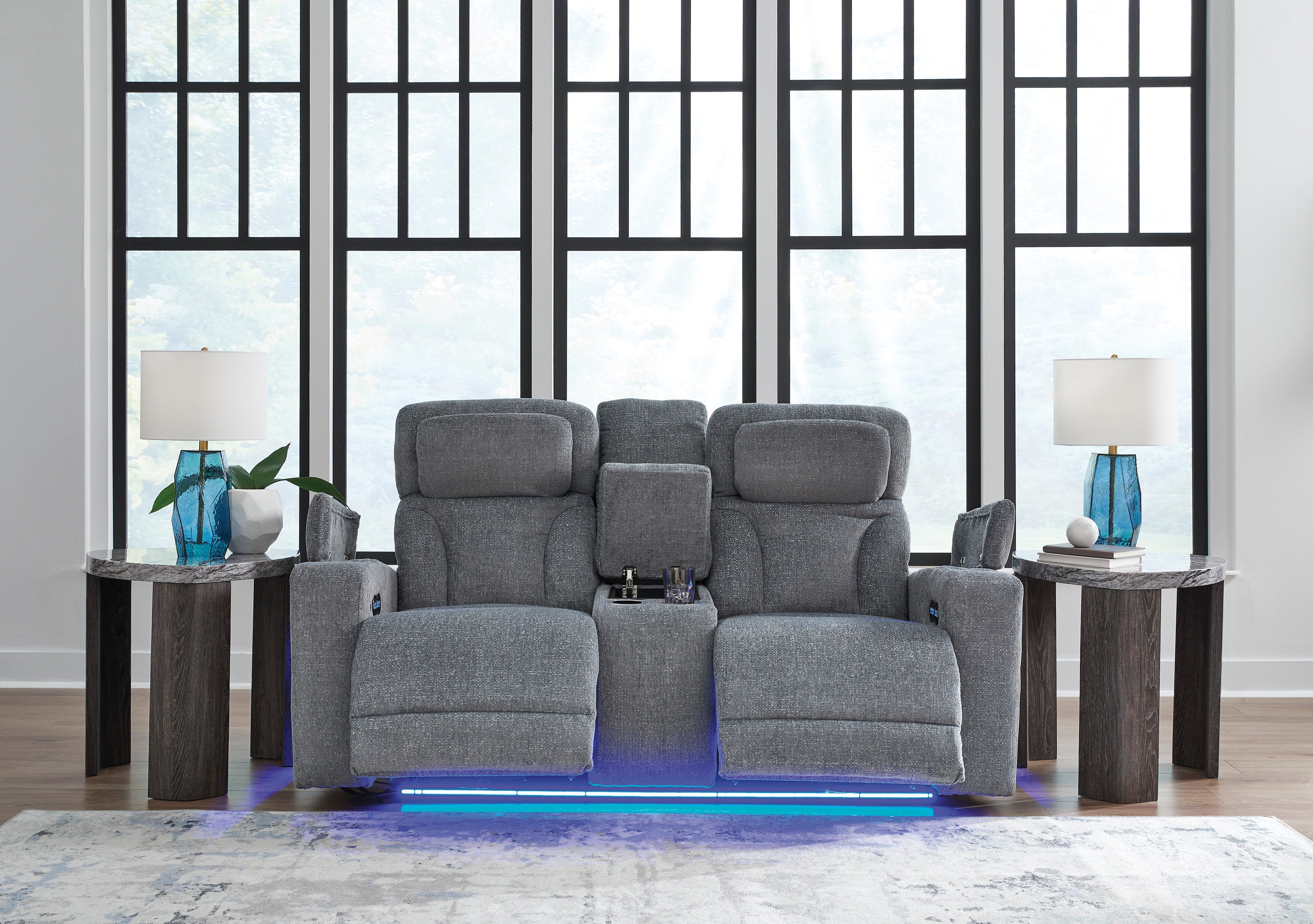 Forest Lake Power Reclining Console Loveseat - Fabric