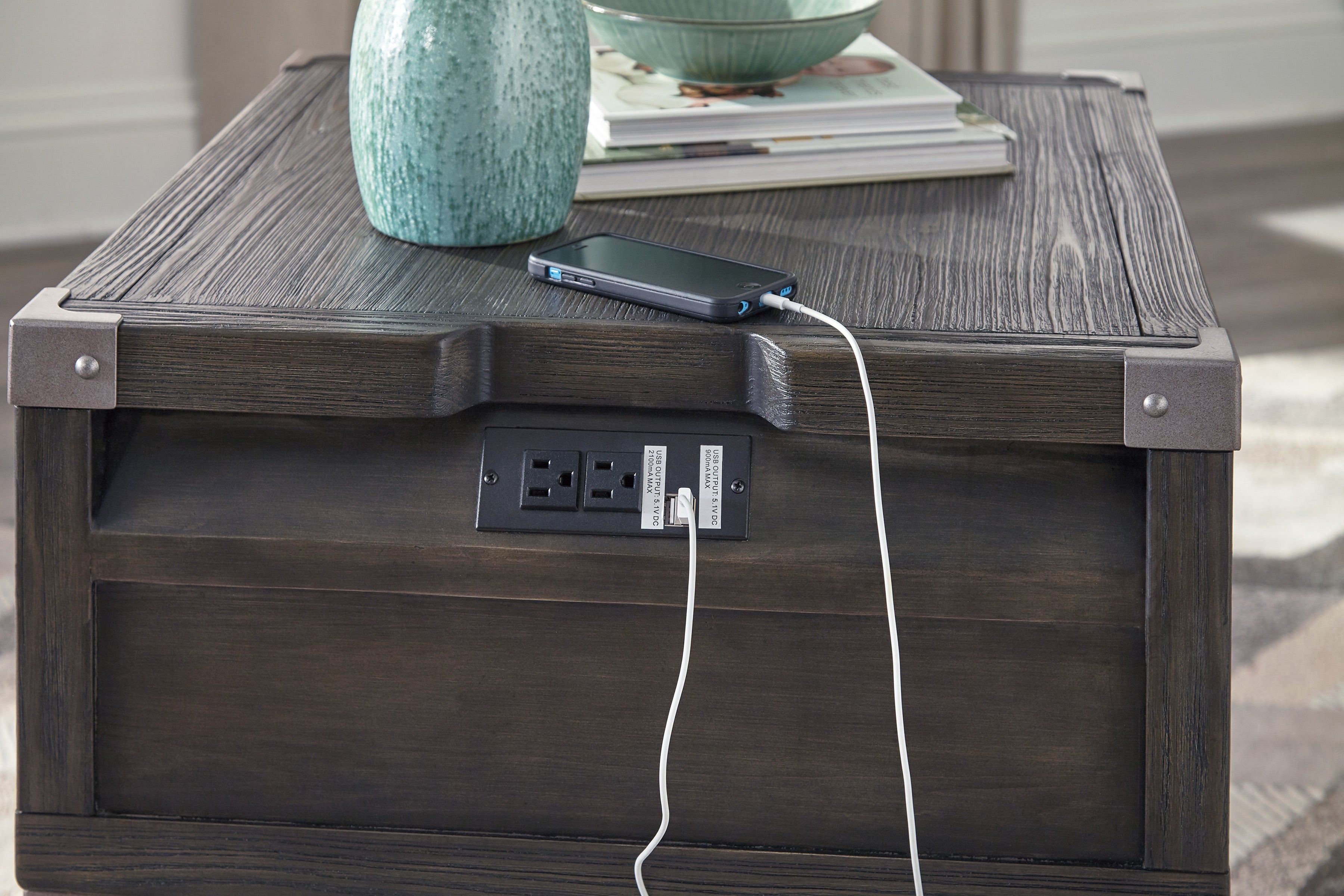 Todoe End Table with USB Ports & Outlets - Indoor