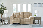 Tip-Off Power Reclining Console Loveseat - Wheat