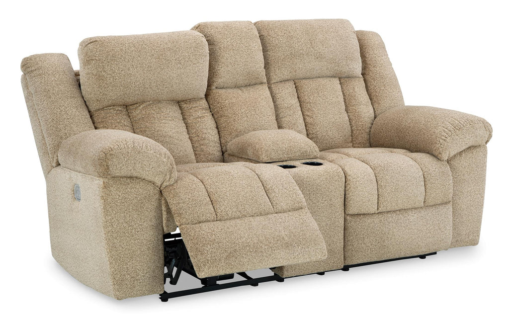 Tip-Off Power Reclining Console Loveseat - Wheat