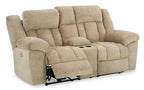 Tip-Off Power Reclining Console Loveseat - Wheat