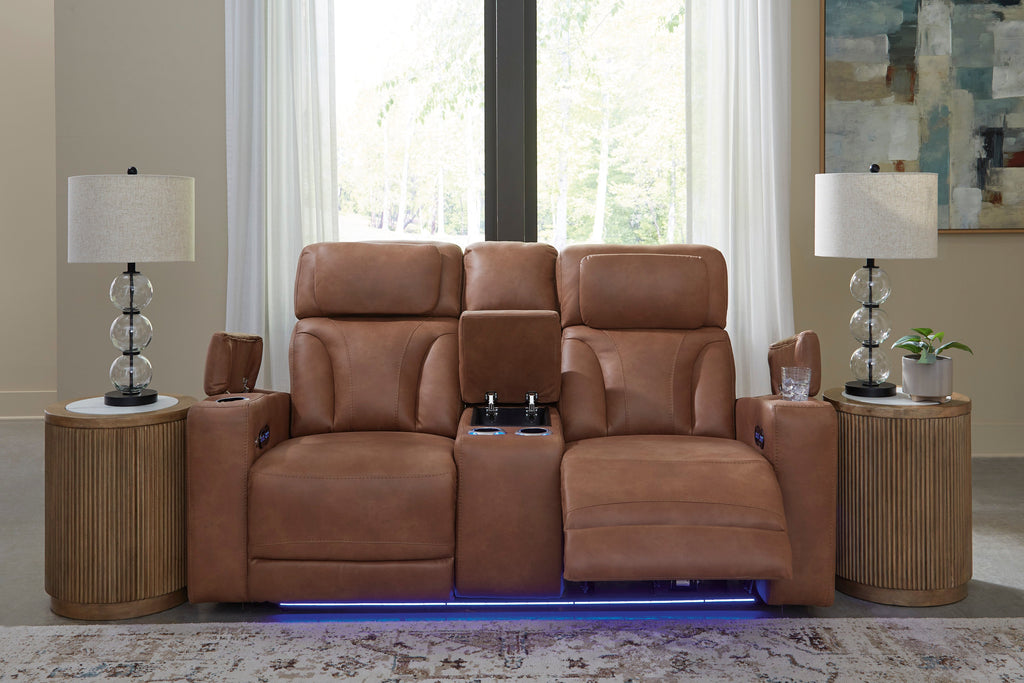 Point Clear Power Reclining Console Loveseat