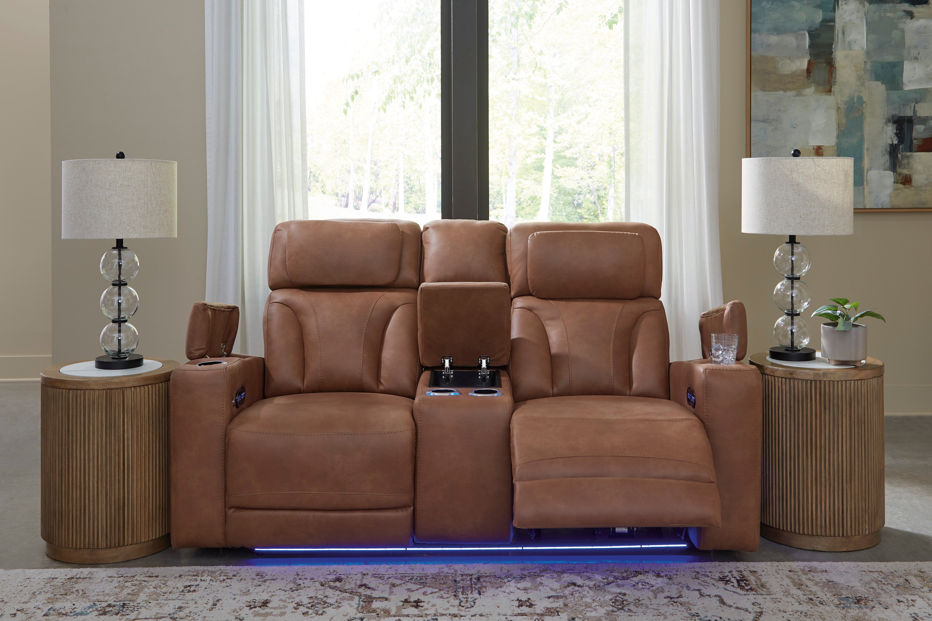 Point Clear Power Reclining Console Loveseat