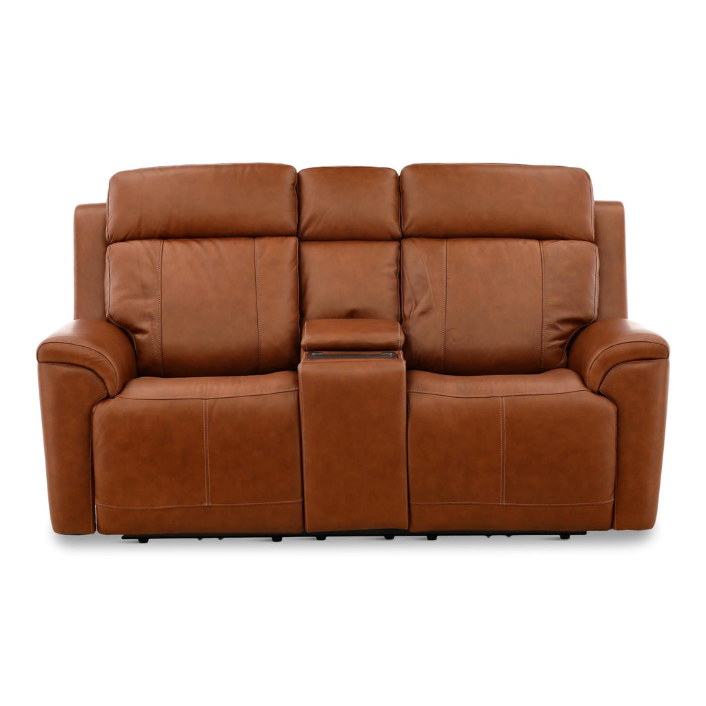 Adrian Leather Power Reclining Console Loveseat - Console Table