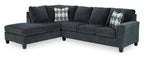 Abinger 2-Piece Smoke Sleeper Sectional with Chaise - Set