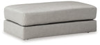 Amiata Oversized Leather Accent Ottoman - Fabric
