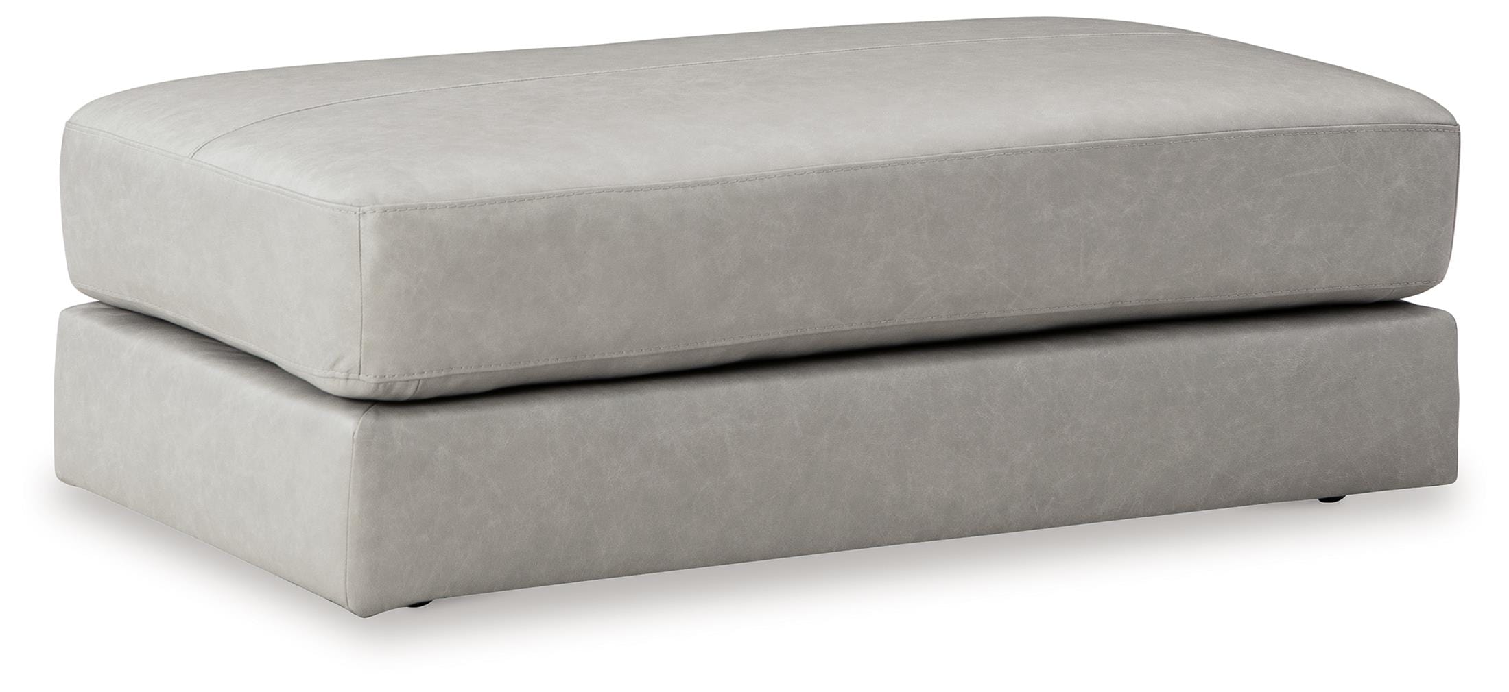 Amiata Oversized Leather Accent Ottoman - Fabric