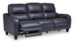 Mercomatic Leather Power Reclining Sofa - Ocean