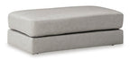 Amiata Oversized Leather Accent Ottoman - Fabric