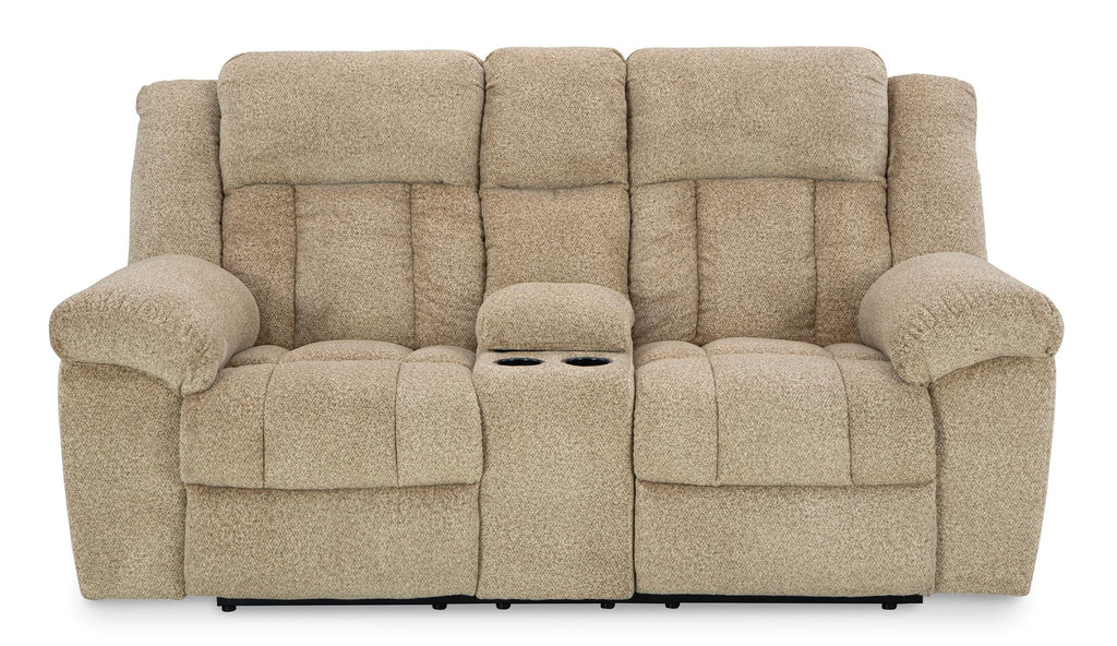 Tip-Off Power Reclining Console Loveseat - Wheat