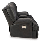 Mountainous Leather Power Reclining Console Loveseat - Eclipse