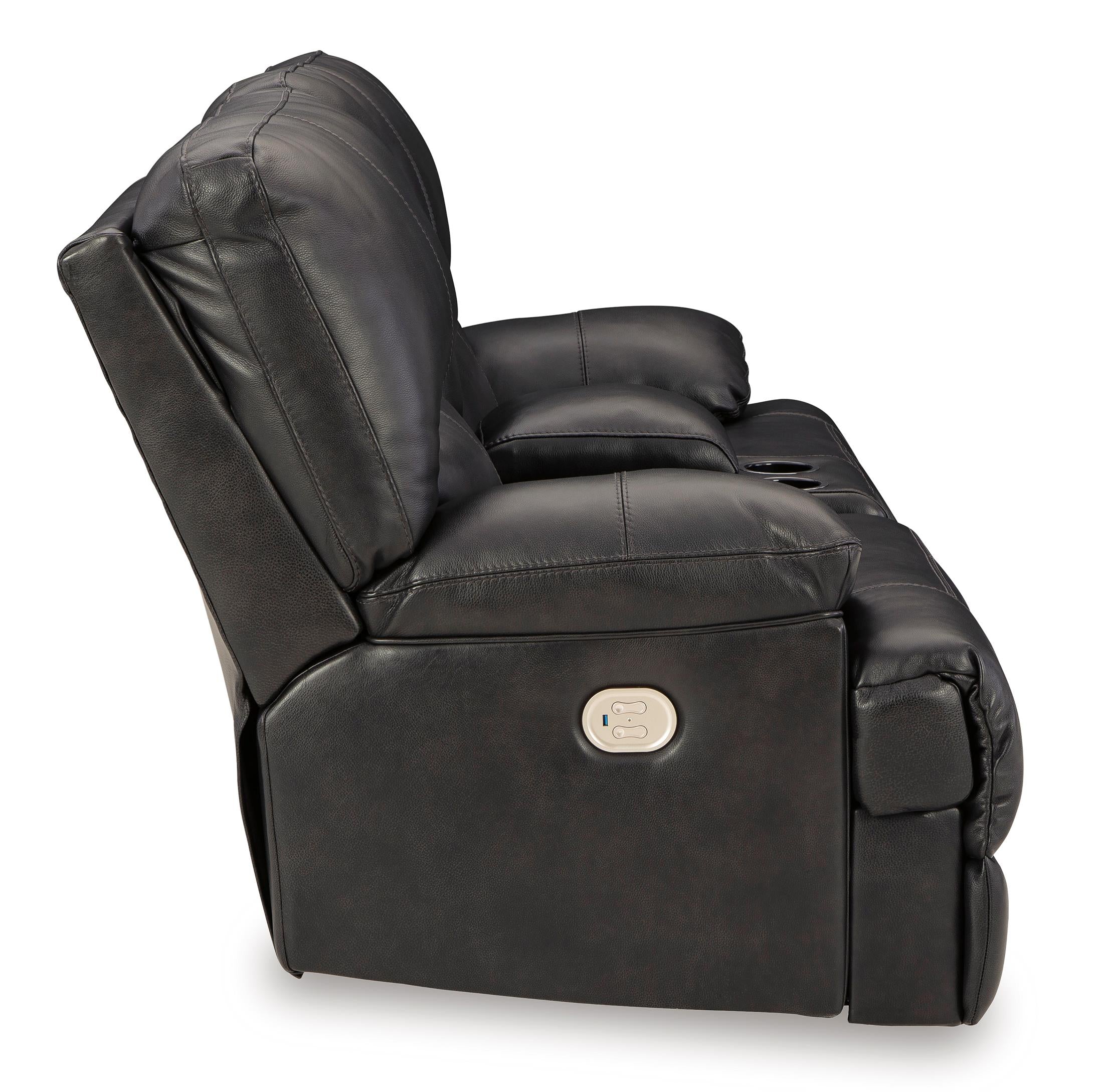Mountainous Leather Power Reclining Console Loveseat - Eclipse