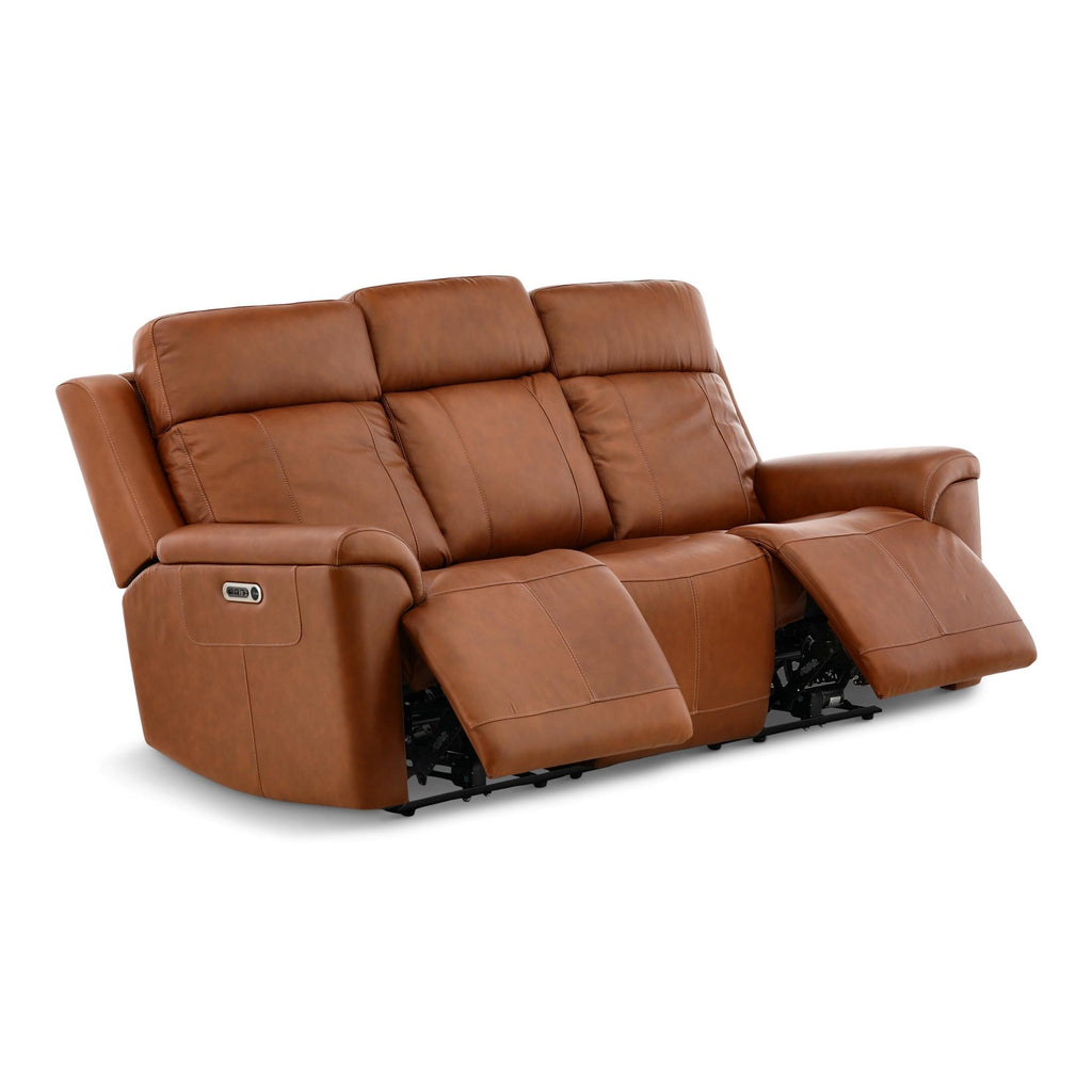 Adrian Leather Power Sofa with Drop Down Table - Dining Table