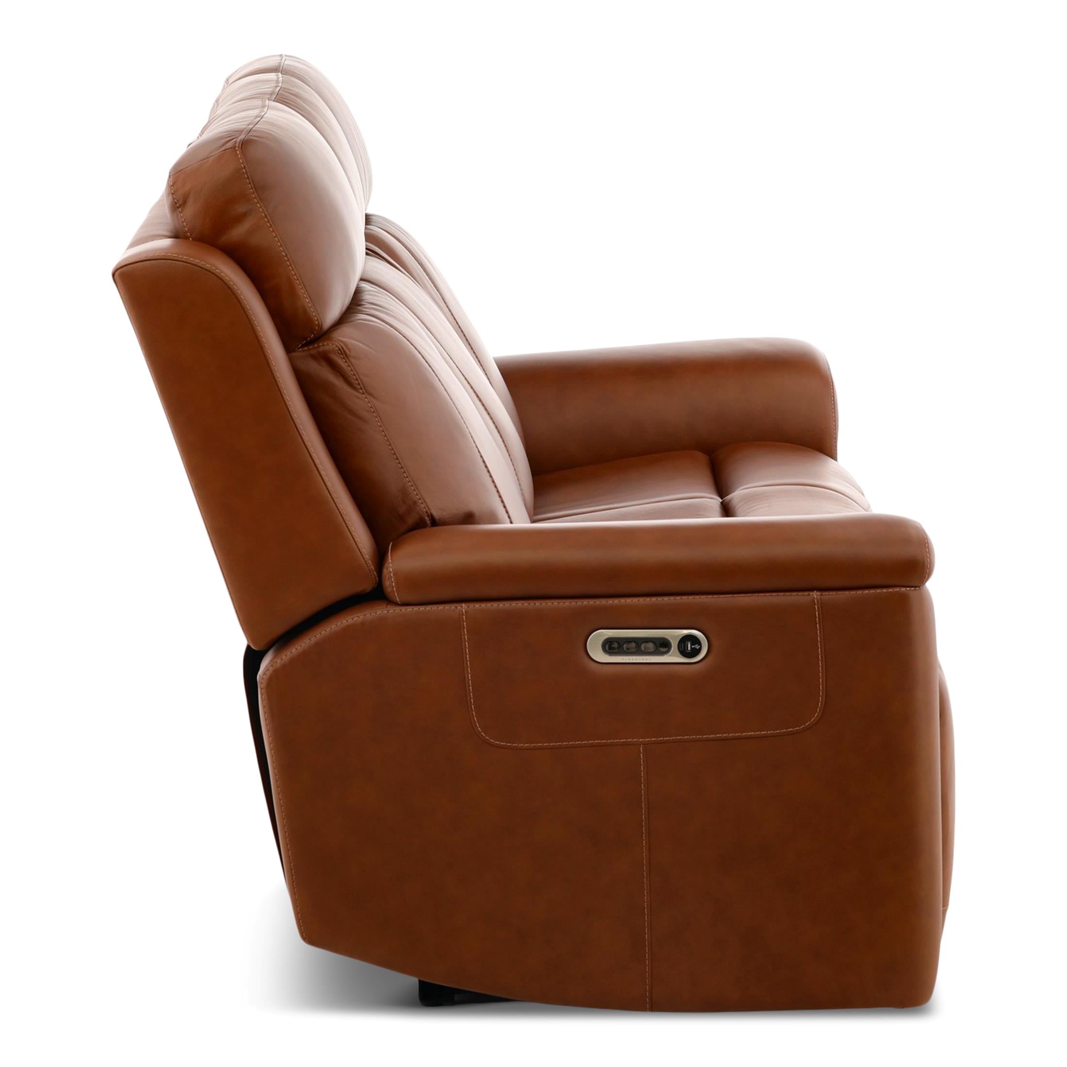 Adrian Leather Power Sofa with Drop Down Table - Dining Table