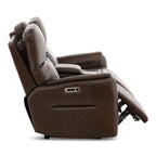 Walker Leather Power Reclining Console Loveseat - Cacao