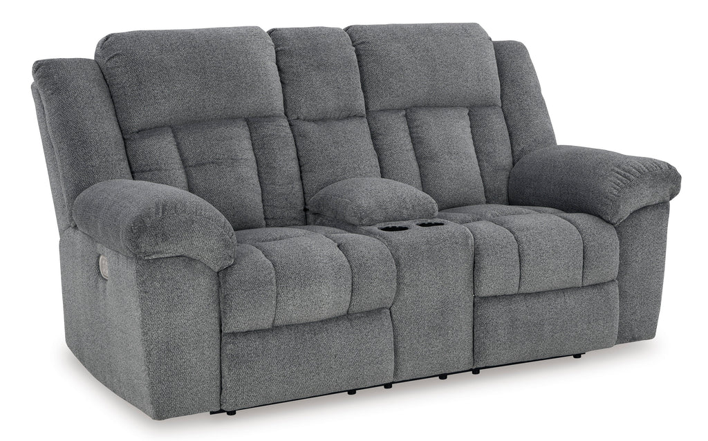 Tip-Off Power Reclining Console Loveseat - Wheat