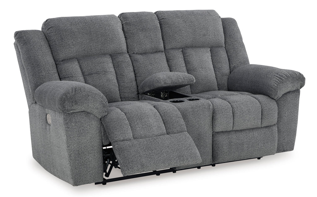 Tip-Off Power Reclining Console Loveseat - Wheat