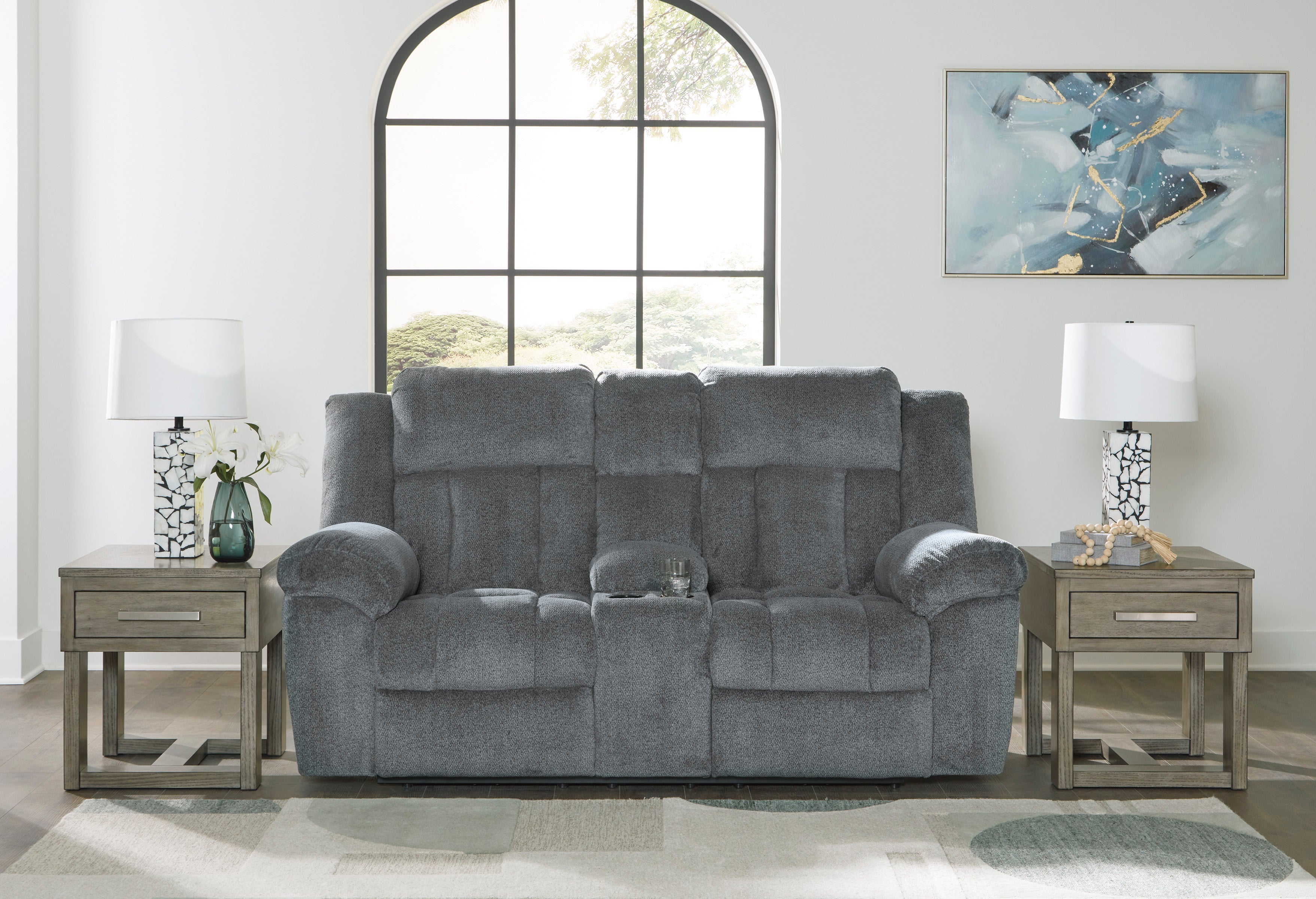 Tip-Off Power Reclining Console Loveseat - Wheat