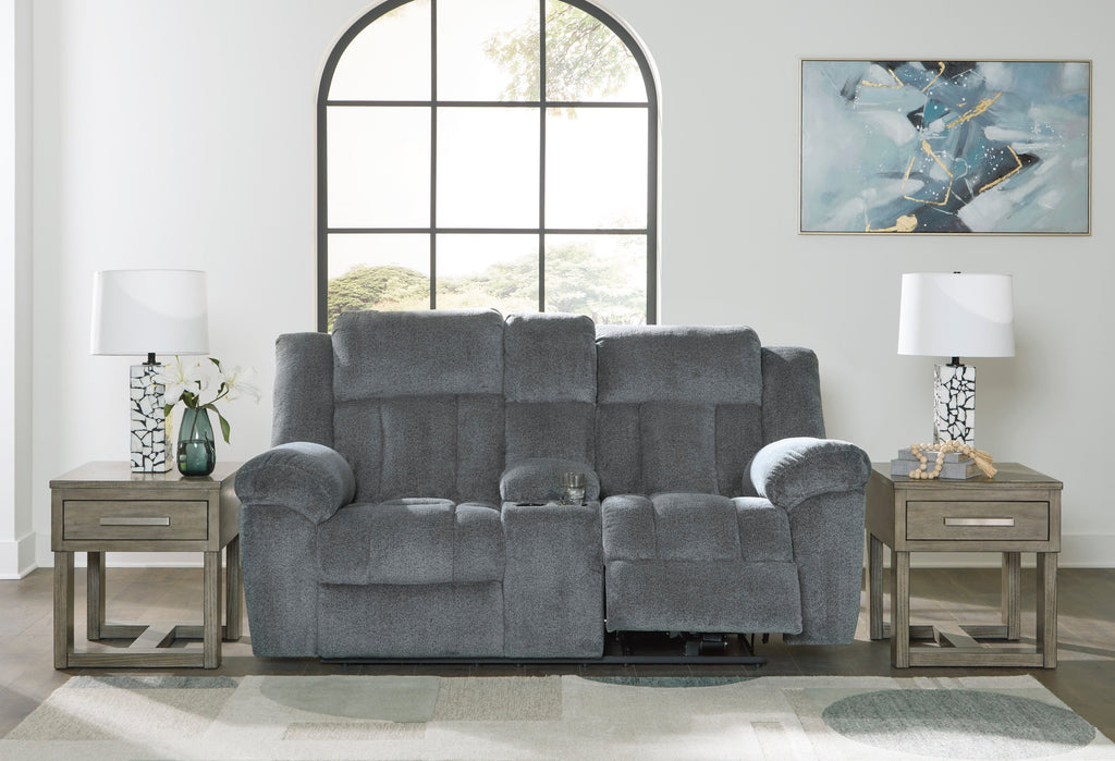 Tip-Off Power Reclining Console Loveseat - Wheat