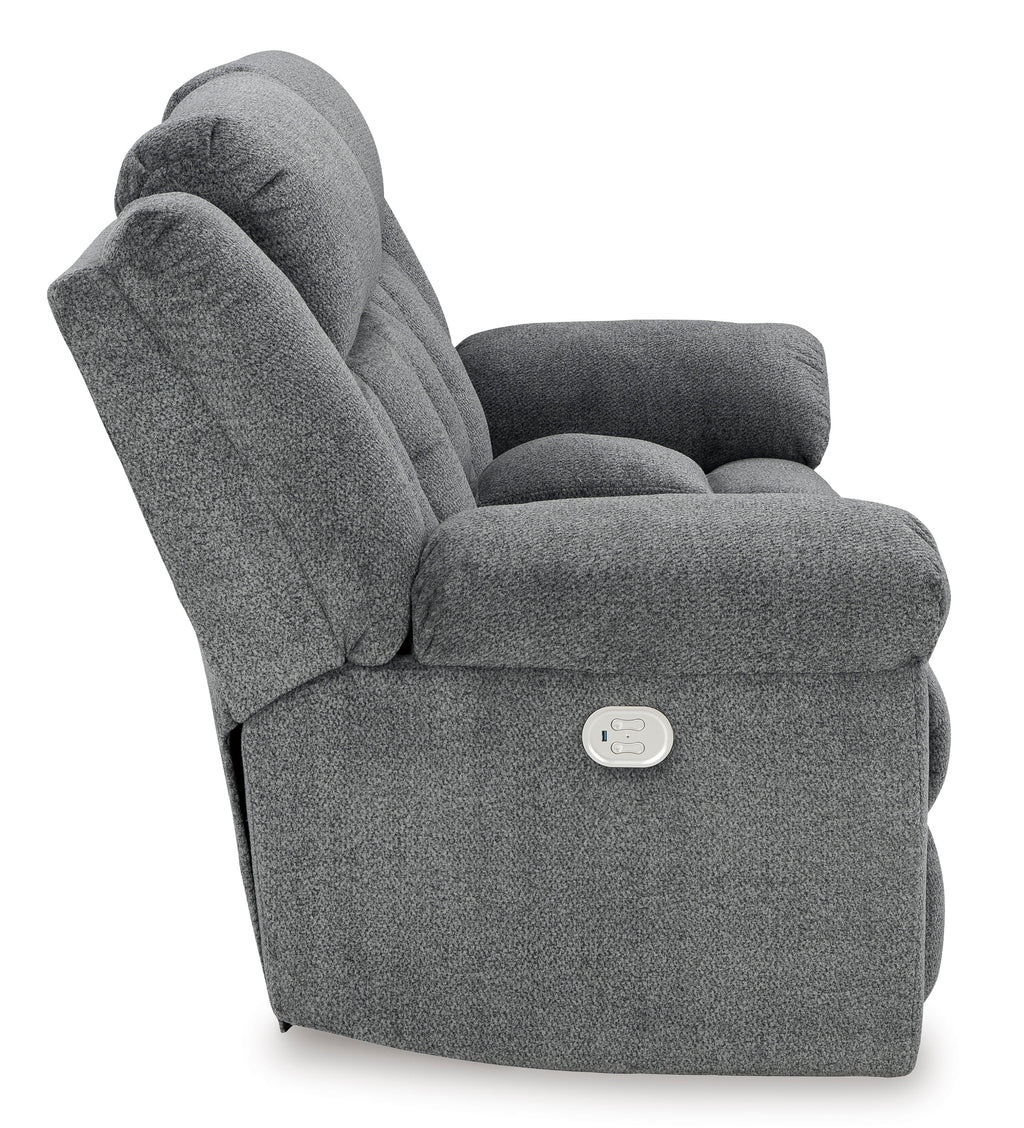 Tip-Off Power Reclining Console Loveseat - Wheat