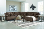 Top Tier Right-Facing 6-Piece Reclining Console Sectional with Chaise - Chocolate