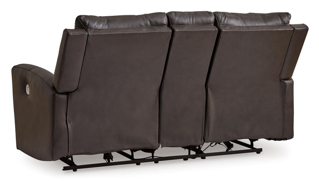 Boxmere Leather Power Reclining Console Loveseat - Fabric