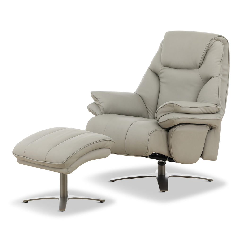 Cayman Leather Power Swivel Chair with Ottoman - Reclining