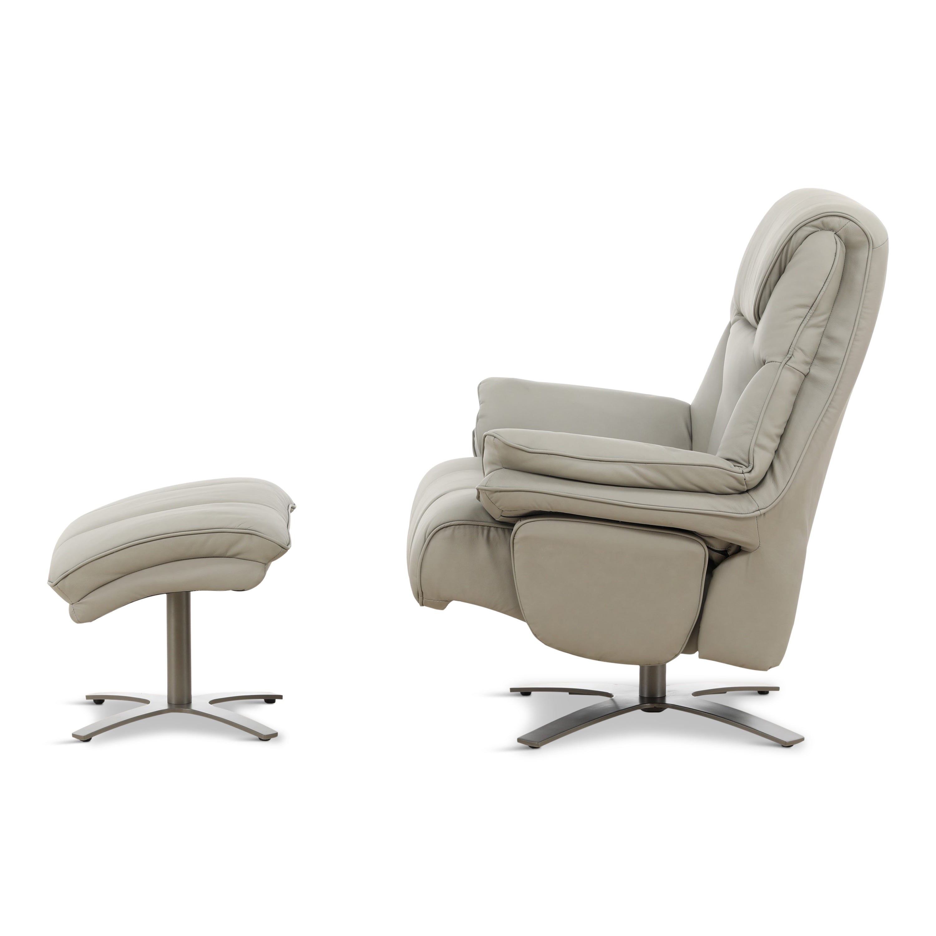 Cayman Leather Power Swivel Chair with Ottoman - Reclining