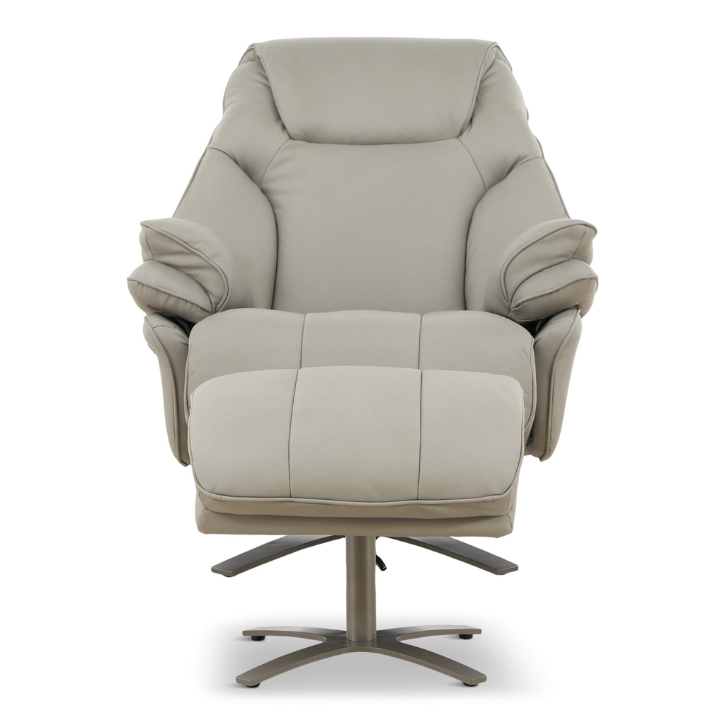 Cayman Leather Power Swivel Chair with Ottoman - Reclining