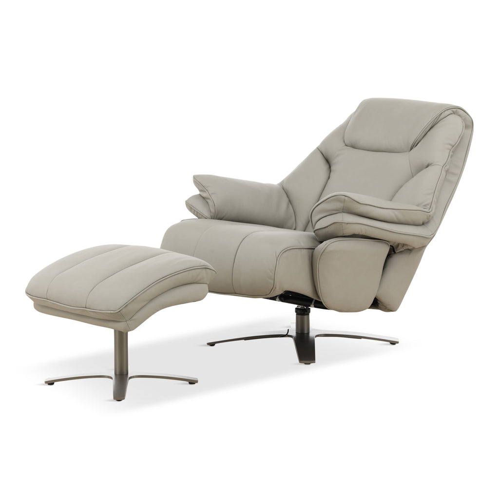 Cayman Leather Power Swivel Chair with Ottoman - Reclining