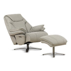 Cayman Leather Power Swivel Chair with Ottoman - Reclining