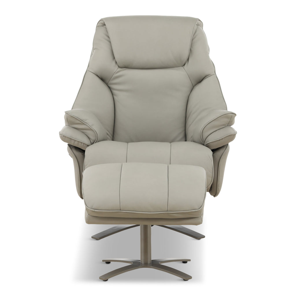 Cayman Leather Power Swivel Chair with Ottoman - Reclining