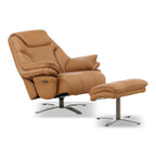 Cayman Leather Power Swivel Chair with Ottoman - Reclining