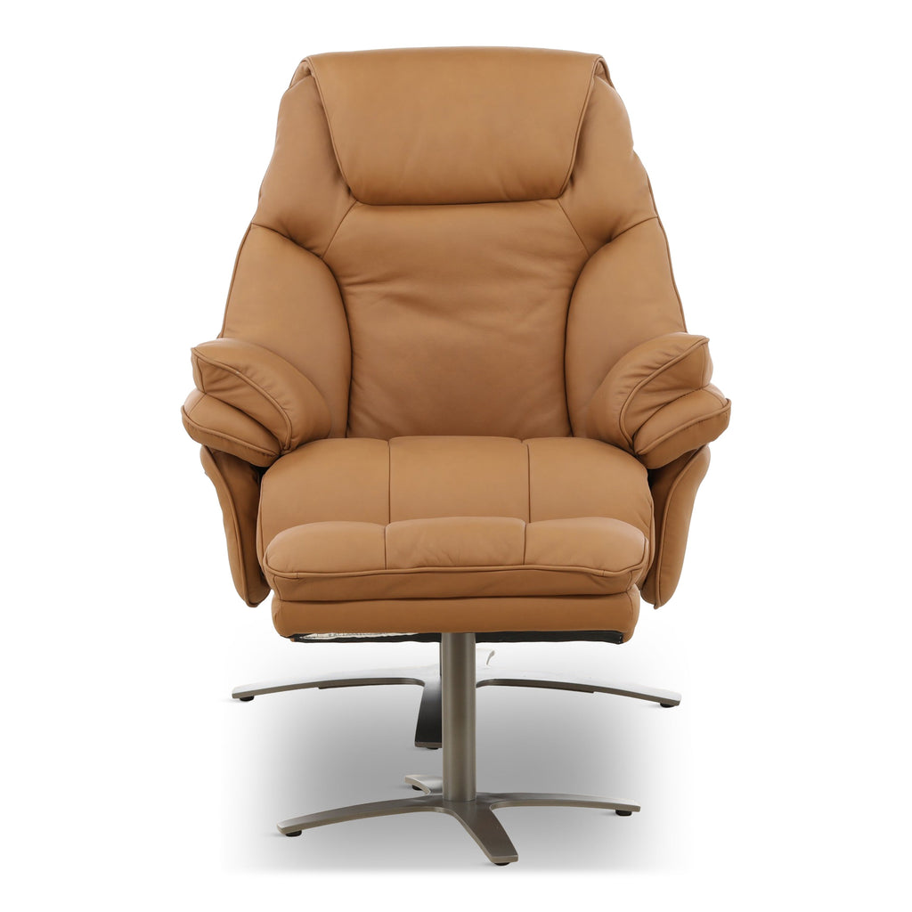 Cayman Leather Power Swivel Chair with Ottoman - Reclining