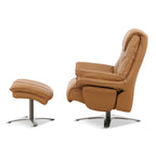 Cayman Leather Power Swivel Chair with Ottoman - Reclining