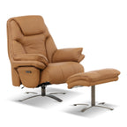 Cayman Leather Power Swivel Chair with Ottoman - Reclining