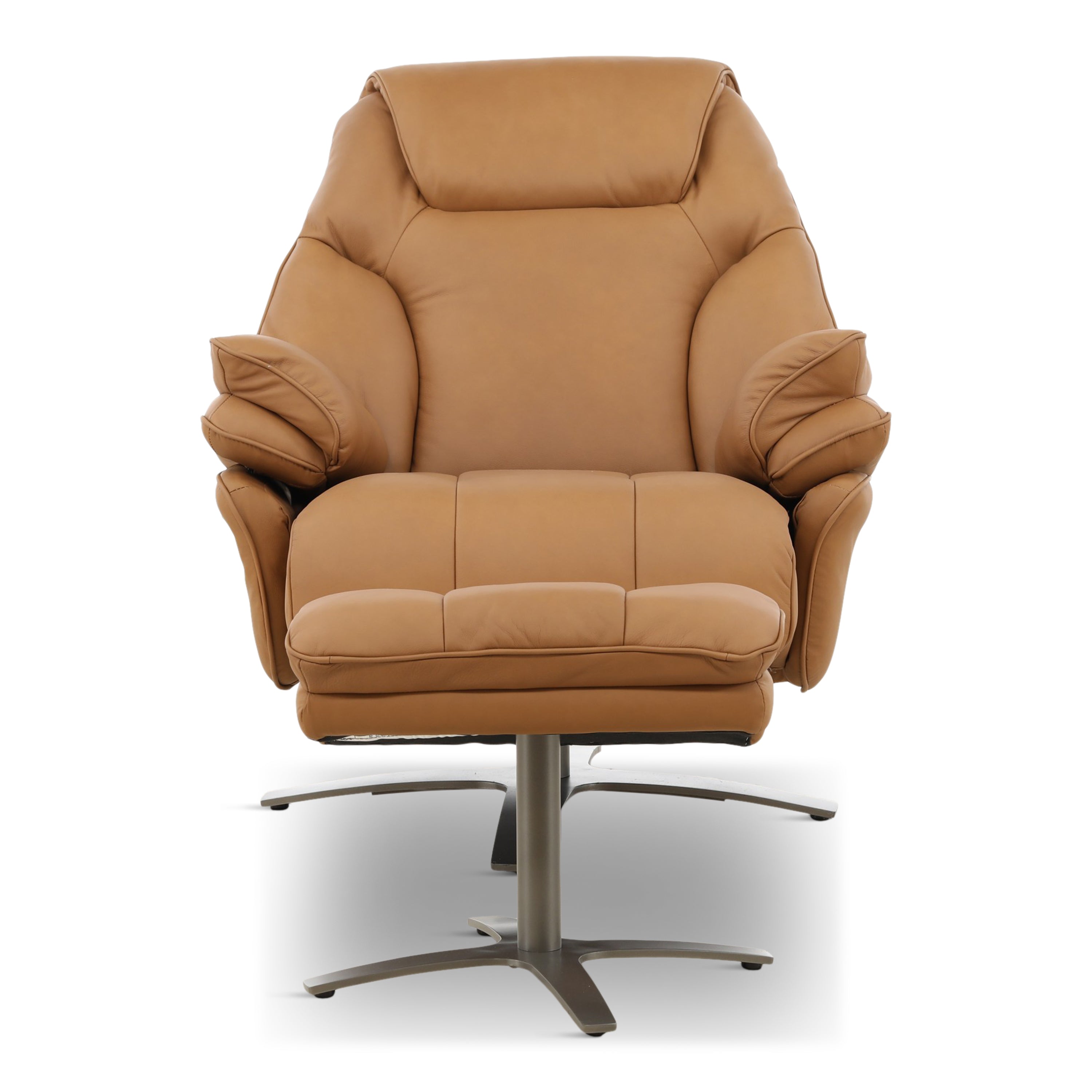 Cayman Leather Power Swivel Chair with Ottoman - Reclining