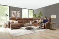 Newport 6-Piece Brown Leather Power Reclining Sectional with Chaise - Set