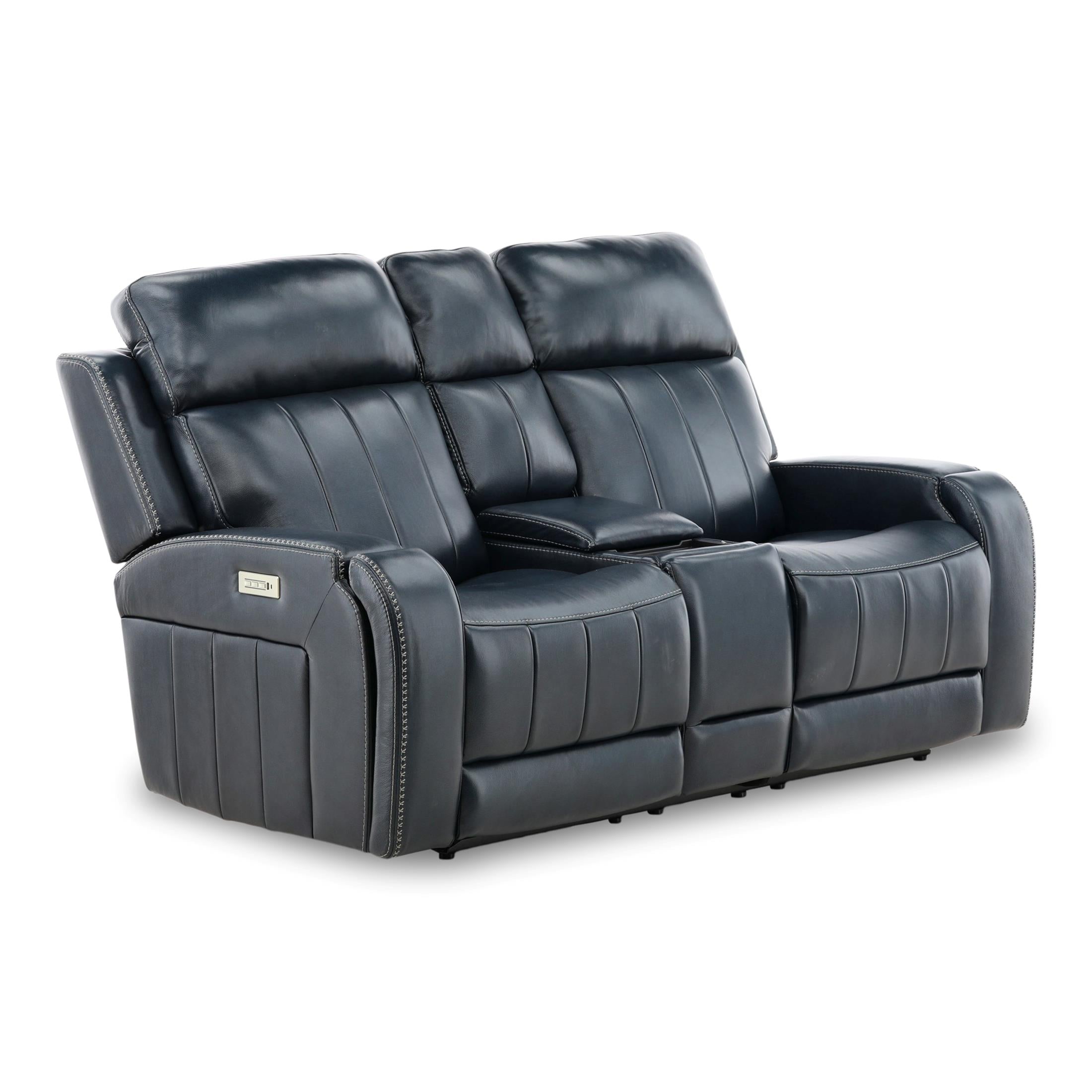 Hampton Leather Home Theater Console Loveseat - Power