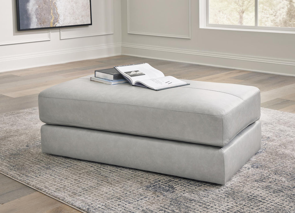Amiata Oversized Leather Accent Ottoman - Fabric