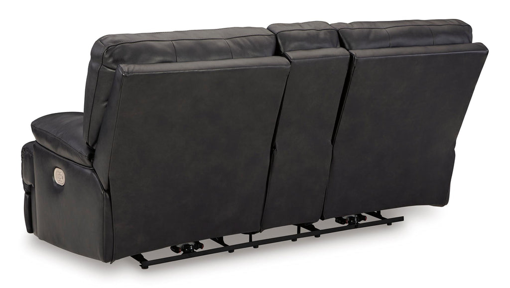 Mountainous Leather Power Reclining Console Loveseat - Eclipse