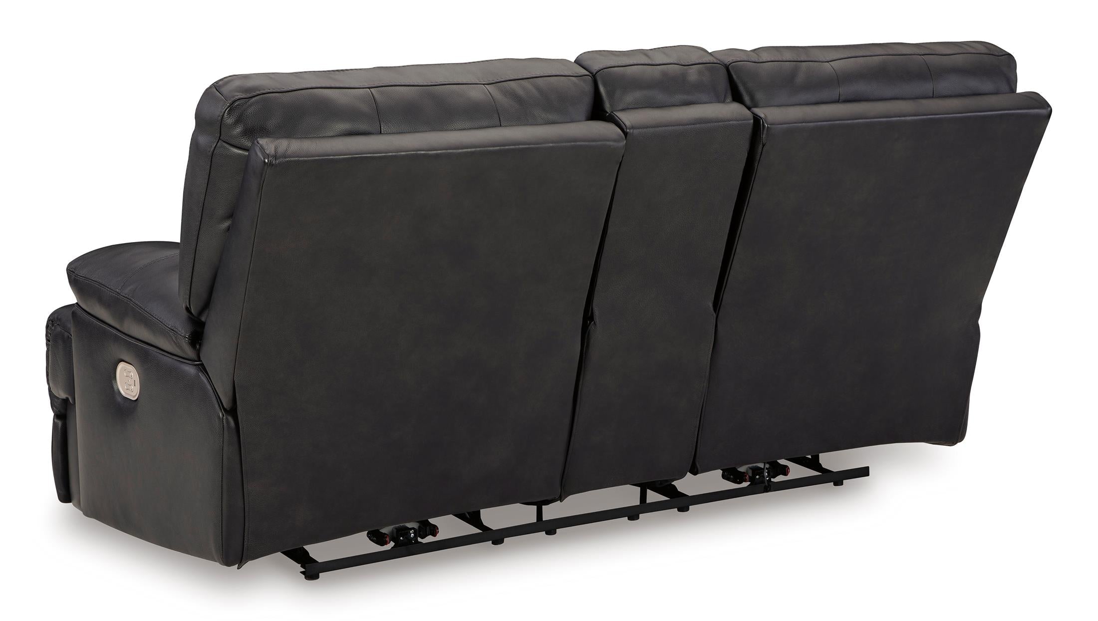 Mountainous Leather Power Reclining Console Loveseat - Eclipse