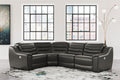 Center Line 4-Piece Dual Power Leather Modular Reclining Sectional - Set