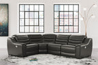 Center Line 4-Piece Dual Power Leather Modular Reclining Sectional - Set