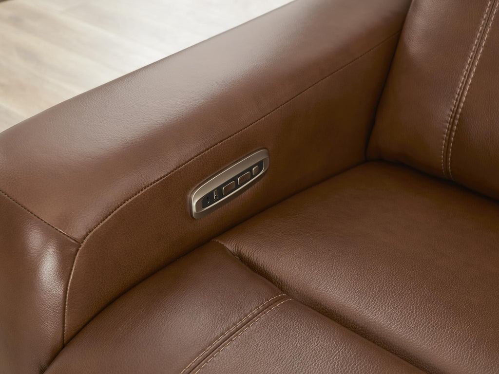 Newport 6-Piece Brown Leather Power Reclining Sectional with Chaise - Set