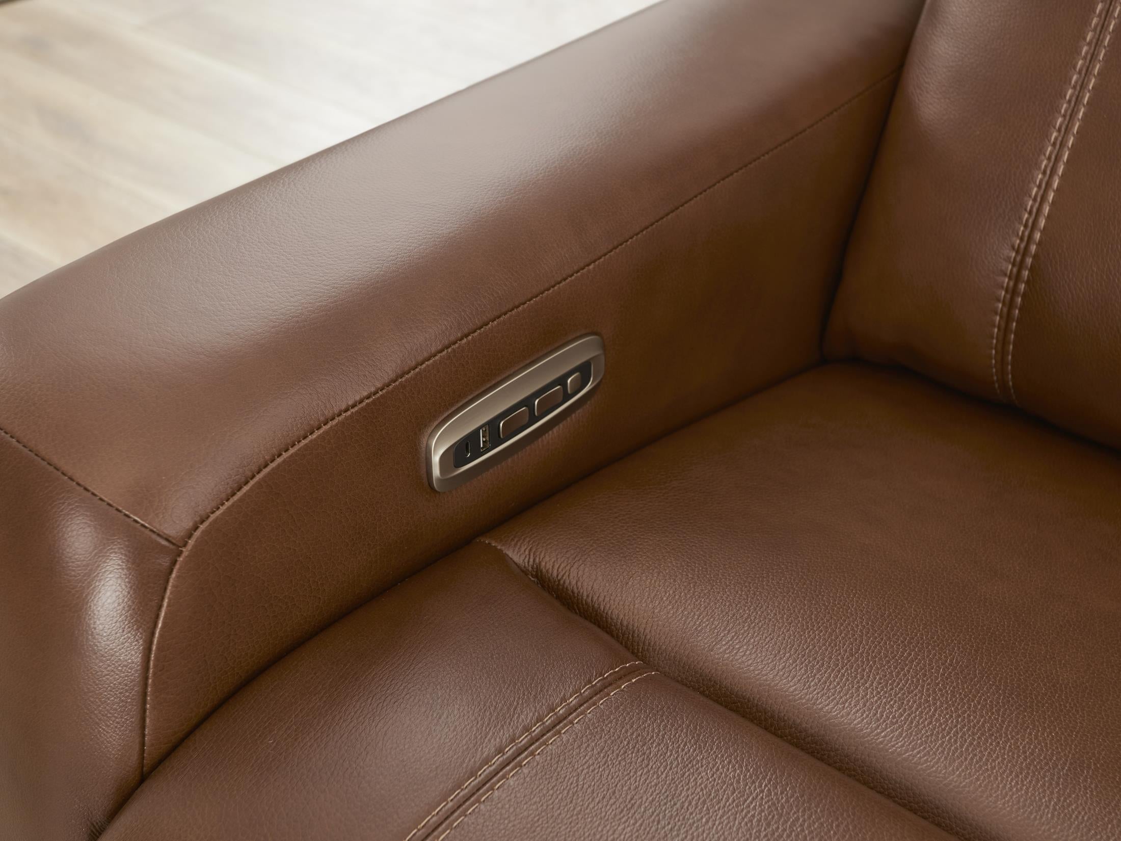 Newport 6-Piece Brown Leather Power Reclining Sectional with Chaise - Set