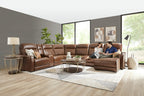 Newport 6-Piece Brown Leather Power Reclining Sectional with Chaise - Set