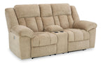 Tip-Off Power Reclining Console Loveseat - Wheat