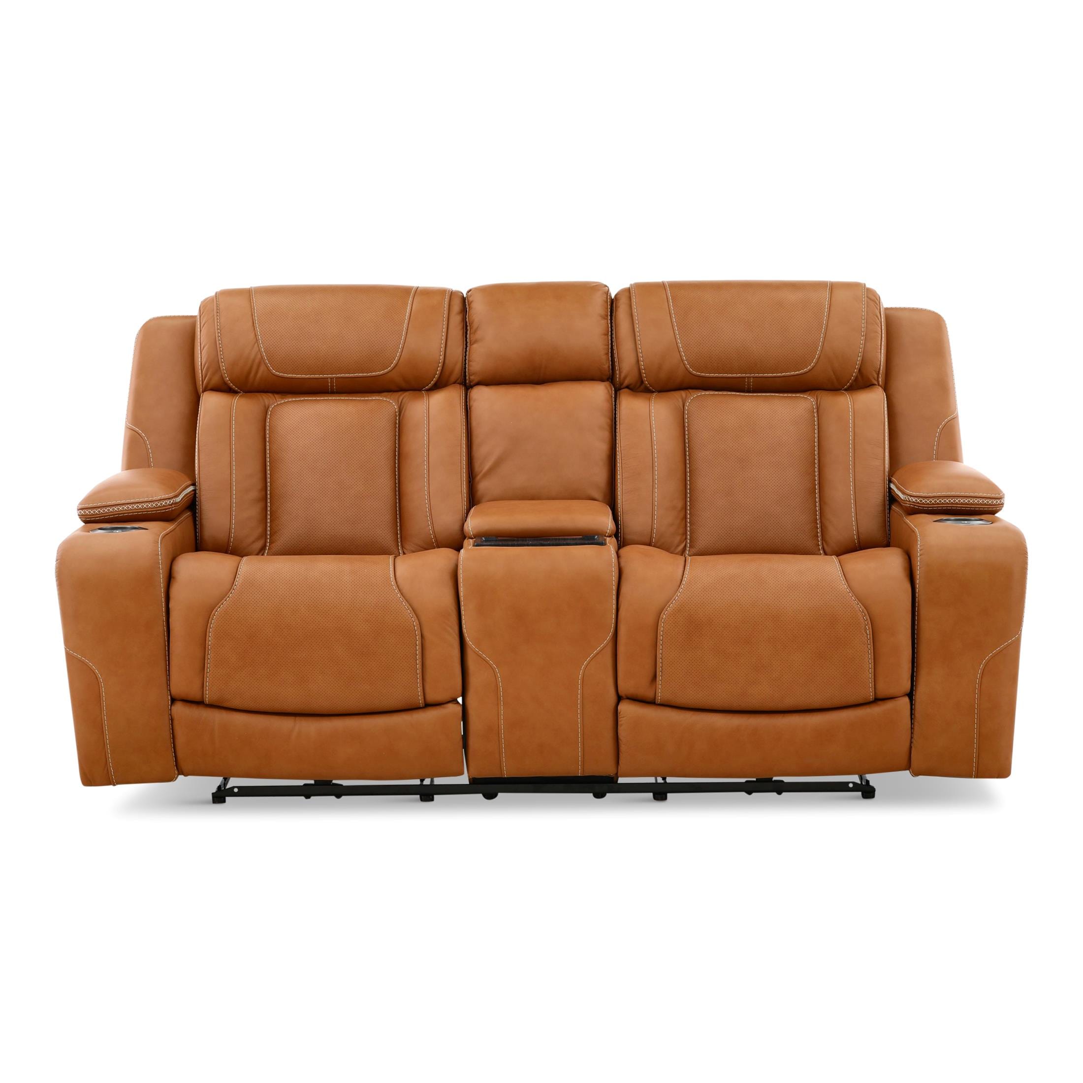 Denver Power Console Loveseat - Leather