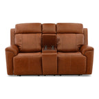 Adrian Leather Power Reclining Console Loveseat - Console Table